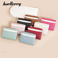 Dompet Kulit Wanita Anti-RFID Baellerry, Dompet Lipat Kulit PU Wanita dengan Banyak Slot Kartu, Dompet Mini Kecil untuk Wanita dan Gadis