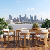 Nouvel ensemble de mobilier de jardin haut de gamme 2026 pour balcon, patio et villa : table et chaises de salle à manger modernes en bois massif