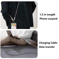 Kabel Data pengisian cepat 2-in-1, kabel pengisian daya cepat untuk iPhone 15 PD60W, tenun ponsel Anti hilang, tali gantung, pelindung, kabel pengisian