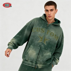 도매 후드티 남성용 고품질 빈티지 선 페이드 에센셜 후디 디자이너 맞춤 자수 로고 라인스톤 박시 후디 - Product Image 3