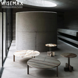 WISEMAX FURNITURE Table basse moderne de luxe léger pour salon, table basse en métal avec plateau en marbre pour hôtel, café, villa, appartement - Product Image 2