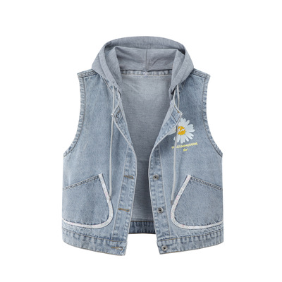 TMW Clothing female wholesale Casual clothes Daisy Peaceminuone Sleeveless denim vest Denim waistcoat women Hoodie vest