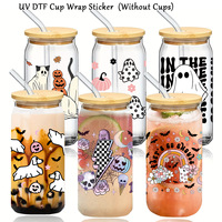 Autocollants de transfert DTF UV personnalisés pour le festival d'Halloween Autocollants de transfert DTF UV pour imprimante de 16oz Autocollant adhésif en vinyle avec une excellente adhérence