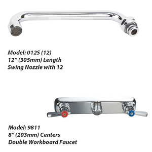 Thời trang mới 9811-12 đôi bàn làm việc thương mại Vòi Nước Nhà Bếp kép xử lý đôi lỗ Brass treo tường vòi nước - Product Image 3