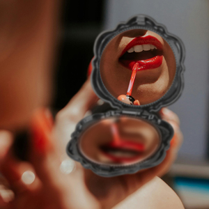 Nhanh Chóng Tàu Du Lịch Cầm Tay Túi Nhỏ Nhỏ Gương Cho Ví 3D Hoa Hồng Đôi Bên Gấp Trang Điểm Nhỏ Gọn Gương - Product Image 5