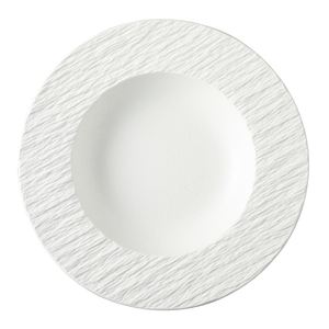 Assiette à soupe de pâtes en porcelaine blanche noire haut de gamme en forme de chapeau de paille plateau de service en céramique glaçure de sable en relief pour Restaurant occidental - Product Image 3