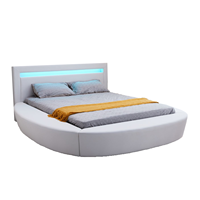 Cama Redonda de Lujo con Forma de Pétalo, Tamaño King, Queen, Doble, Cama Circular de Princesa, Color Personalizado, Marco de Cama Redondo con LED