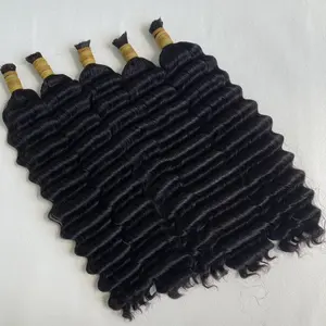 Fasci di capelli indiani grezzi all'ingrosso 100% capelli intrecciati umani fasci di capelli sfusi per intrecciare ricci primaverili rimbalzanti