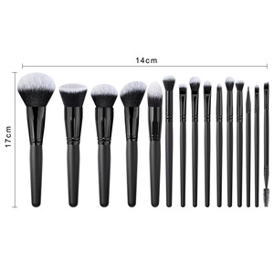 Set Kuas Makeup 15pcs Berkualitas Tinggi, Kuas Bedak Tabur, Kuas Eyeshadow, Kuas Blush, Alat Kecantikan Multifungsi untuk Wajah, Warna Hitam - Product Image 2