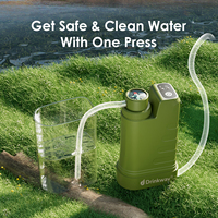 Pompe à eau portable à filtre à charbon actif électrique 0,01 micron sans BPA pour les situations d'urgence, les voyages, le camping, la survie en plein air
