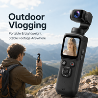 Caméra de poche 4K 48MP avec stabilisateur, écran tactile 1,72 pouces, Wi-Fi, caméra d'action, mise au point automatique, suivi du visage, suivi intelligent à 330 degrés, Vlog DV