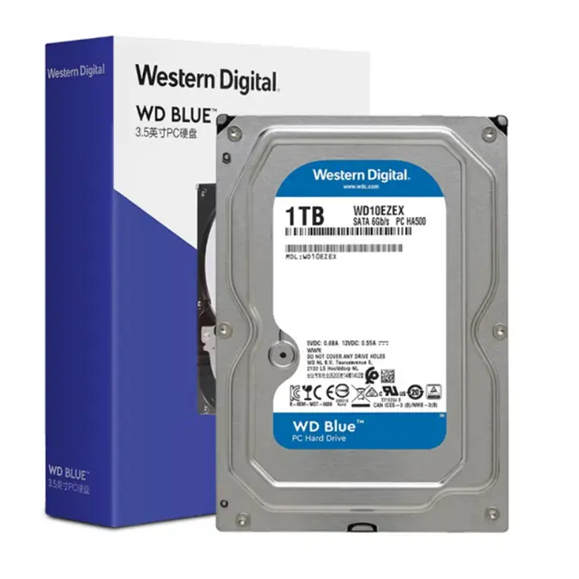 Neue WD Blaue 1 TB interne Festplatte 7200 RPM mechanisches Desktop-Laufwerk mit Metallschalen-Serveranwendungen SATA CMR (WD10EZEX)