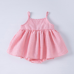 Nuovo <span class=keywords><strong>Vestito</strong></span> Estivo per Bambina Stile Coreano, Abito a Quadri con Collo all'Americana, Tutina da Principessa per Bambine - Product Image 4