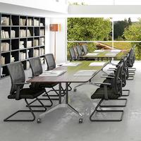 Table de réunion de bureau stratifiée avec plateau pliable pour salle de conférence