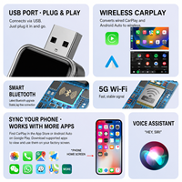 Adaptador Inalámbrico Carplay 2 en 1 Portátil OEM MS-01 con Adaptador USB con Cable - Conexión Rápida, 1 Año de Garantía, 3x1x5.2cm
