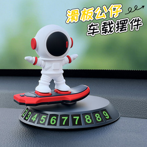 Figura de astronauta surfista, placa de matrícula con número de teléfono para estacionamiento, placa de matrícula temporal para estacionamiento en el interior del coche con diseño de astronauta. - Product Image 3