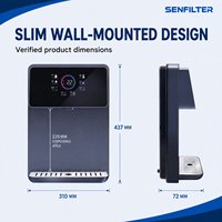 Chauffe-eau et distributeur d'eau instantané mural électrique noir en plastique, multi-températures réglables, pour usage hôtelier avec fonction de chauffage