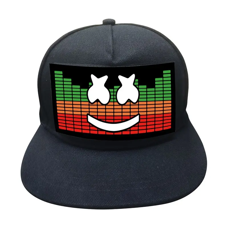 CUSTOM LED Rave Flashing Hat DJ Snapback Light Up Sound Activated Baseball Cap with Detachable Screen Halloween Nightclub Party
