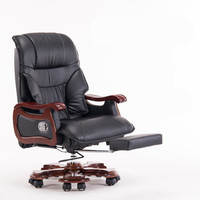 Fauteuil de massage Boss Office Fauteuil ergonomique en cuir de vachette avec massage à 7 points et repose-pieds