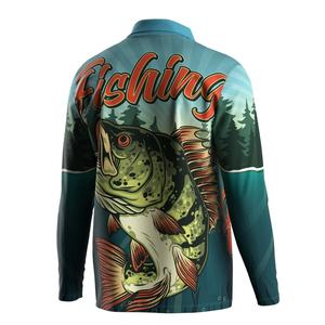 Polo à manches longues à motif pêche, tissu respirant anti-humidité UPF50+, idéal pour la chasse - Product Image 3