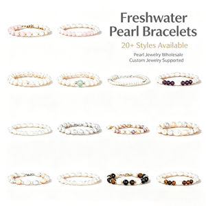 Bracelet de perles d'eau douce TeoWaki, perles de forme riz et presque rondes alternées avec des perles de pierres précieuses naturelles, bracelets de mode pour femmes - Product Image 1