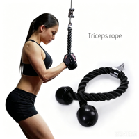 Accessoire de câble portable pour triceps de 27 pouces avec poignée de traction robuste en nylon, capacité de charge de 85 kg pour la musculation à domicile