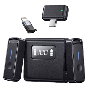 Wholesale SX88 Dual Wireless Lavalier Microphone <b>with</b> Magnetic Charging Case Digital Display for Interview Podcast and Recording - Product Image 1