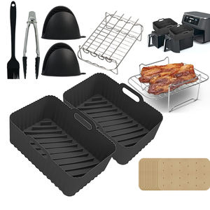 Paquet de <span class=keywords><strong>2</strong></span> pièces de friteuse à <span class=keywords><strong>air</strong></span> rectangulaire durable avec logo personnalisé, pot en silicone, doublures en silicone réutilisables pour friteuse à <span class=keywords><strong>air</strong></span> <span class=keywords><strong>Ninja</strong></span> à double <span class=keywords><strong>panier</strong></span> - Product Image 1