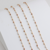 Rantai Saturnus Beruntai 3 Warna Emas 14K/Rose Gold 14K/Perak 925 dengan Kawat Emas 14K untuk Pembuatan Perhiasan Permanen DIY