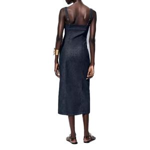 Vestido vaquero sin mangas de verano para mujer, estilo vintage, corte recto, midi, venta al por mayor, personalizado - Product Image 4