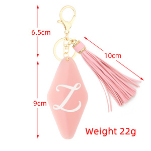Rose <span class=keywords><strong>série</strong></span> mode suspendus accessoires porte-clés lettre initiale monogramme pendentif acrylique <span class=keywords><strong>motel</strong></span> hôtel porte-clés avec gland - Product Image 6