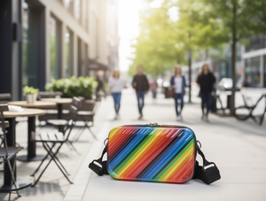 Borsa a tracolla da donna in plastica da 7 pollici a righe, resistente all'acqua, alla moda, per tutte le stagioni - Product Image 2