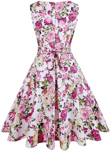 MANNI <span class=keywords><strong>Robe</strong></span> courte pour femme des années 1950 Rétro Vintage Cocktail Jolie <span class=keywords><strong>robe</strong></span> florale Robes de soirée à balançoire - Product Image 3