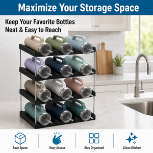 Modern 40 Oz Four-Tier Plastic Tumbler <b>Storage</b> Rack Stackable Cup Organizer Beverage Display Holder for <b>Kitchen</b> Counter - Product Image 1