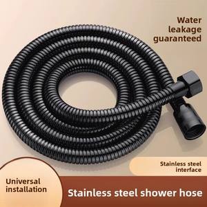 Ensemble de tuyau et de <span class=keywords><strong>flexible</strong></span> de <span class=keywords><strong>douche</strong></span> en acier inoxydable <span class=keywords><strong>noir</strong></span> pour chauffe-eau de salle de bain avec jet de pluie, design moderne et simple 304 - Product Image 3