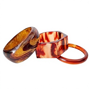 Bracelets rigides vintage en résine acrylique écaille de tortue, design premium, motif unique, bijoux de mariage unisexes et tendance - Product Image 2