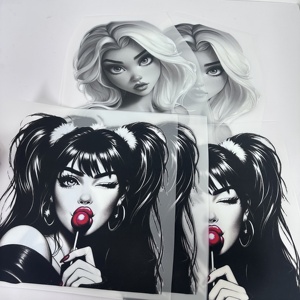 Wholesale Custom Design Retro Trendy Girl <strong>Transfer</strong> <strong>Printing</strong> Vinyl Iron T-Shirts <strong>Heat</strong> <strong>Transfer</strong> DTF Ready Waterproof Washable - Product Image 4
