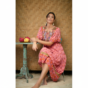 2021 nouveauté conception unique imprimé fleuri été Maxi robe doré dentelle ourlet gland cravate main paillettes naturel lavable - Product Image 1