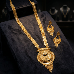 Colliers longs plaqués or 14K 18K 24K en laiton, design floral, style indien, bijoux de mode en gros - Product Image 5