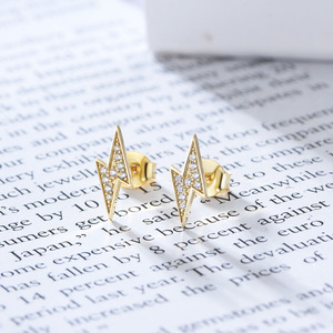 KE0532 Pendientes de Plata 925 con Circonitas Arcoíris en Forma de Rayo, Chapados en Oro, Joyería Colorida y Moderna para <span class=keywords><strong>Chicas</strong></span> - Product Image 3
