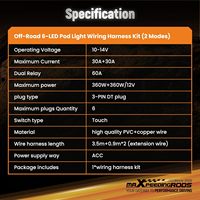 MaXpeedingrods Kit Kabel Lampu Offroad LED 35.1x9.5x12.3cm 6 Kabel Seri Crosshair Lampu LED Bantu Mengemudi RGB