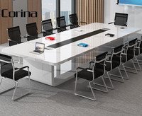 Table de réunion exécutive moderne en pierre artificielle noire OEM, tables de conférence, bureaux et chaises pour poste de travail