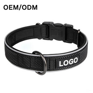 Collier pour <span class=keywords><strong>chien</strong></span> en nylon qui brille dans le noir, petit MOQ, logo personnalisé, anneau métallique réfléchissant, réglable, durable pour les grands chiens - Product Image 5