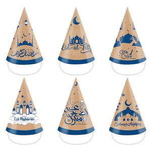 Huiran 6 chapeaux en papier pour enfants, chapeaux de fête Eid Mubarak, accessoires photo pour festival musulman - Product Image 1