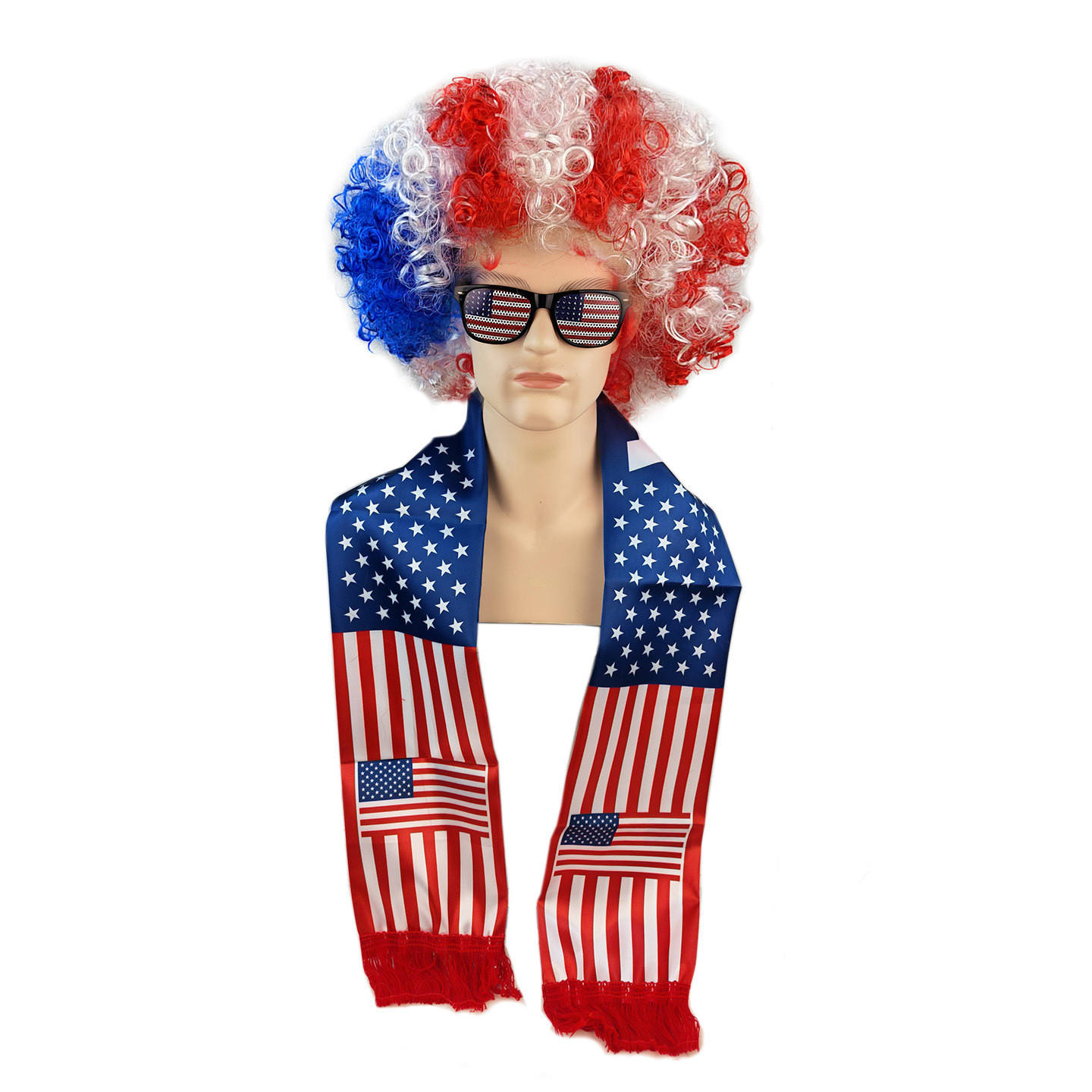 Ensemble USA (perruque, lunettes, écharpe)