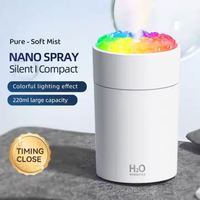 Humidificateur USB avec lumière 7 couleurs, purificateur d'air, diffuseur d'arômes d'huiles essentielles, simulation de flamme de feu, humidificateur de table