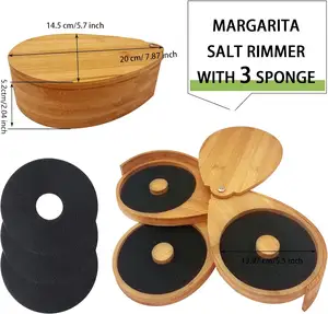 Margarita Salt Rimmer 1 Pack 3 Tier Bar Glass Rimmer Bamboo Wood Bartender Tool For Margarita And Cocktail