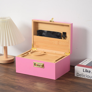 Premium Pink Wooden Smell Proof Stash <b>Box</b> With <b>Lock</b> Stash Jar Bamboo Herbs Tobacco Custom Smoking Kit Storage <b>Box</b> - Product Image 1