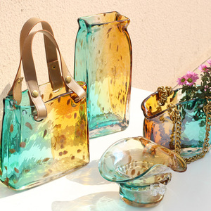 Bolsa de Mano de Diseño Nuevo y Lujoso <span class=keywords><strong>con</strong></span> Degradado Azul, <span class=keywords><strong>Florero</strong></span> de Vidrio <span class=keywords><strong>con</strong></span> Cadena Dorada de Cuero, Hecho a Mano, para Decoración del Hogar o Bodas - Product Image 6