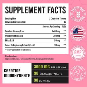Vegan <b>Creatine</b> <b>Monohydrate</b> L-Carnitine Pre-Workout Gummies Adult Supplements for Women and Men Not for Pregnant Women - Product Image 3